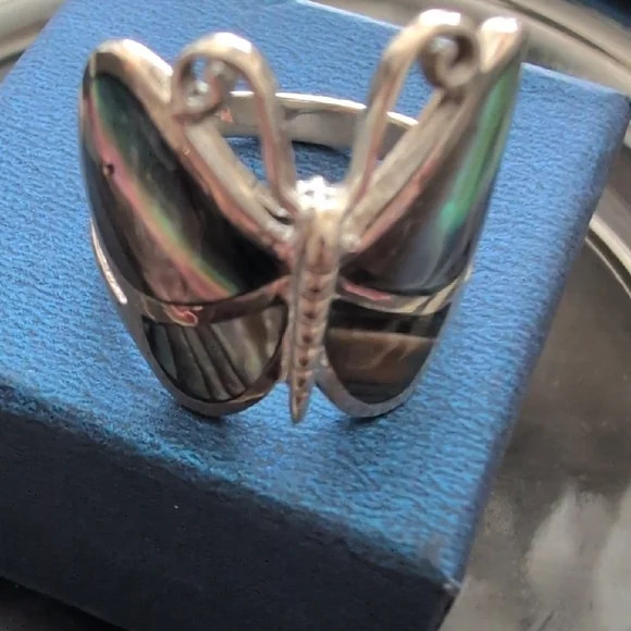 Sterling Silver Butterfly Ring Abalone - Picture 5 of 10